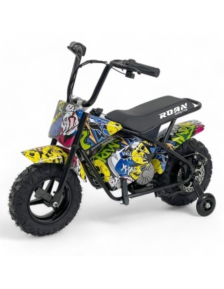 Minimoto electrica 250W ROAN con ruedines y limitador velocidad