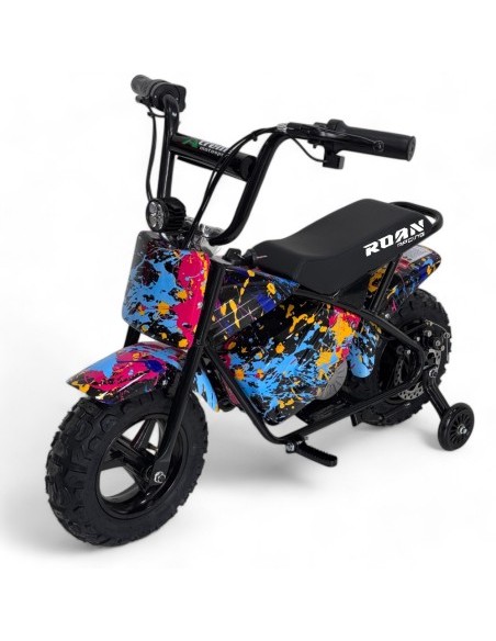 Minimoto electrica 250W ROAN con ruedines y limitador velocidad