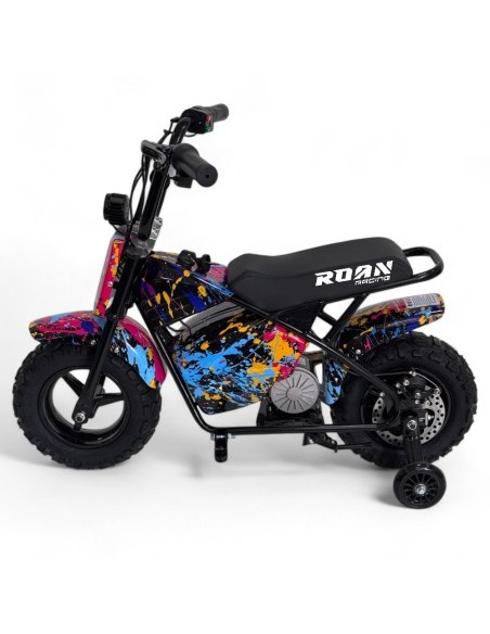 Minimoto electrica 250W ROAN con ruedines y limitador velocidad